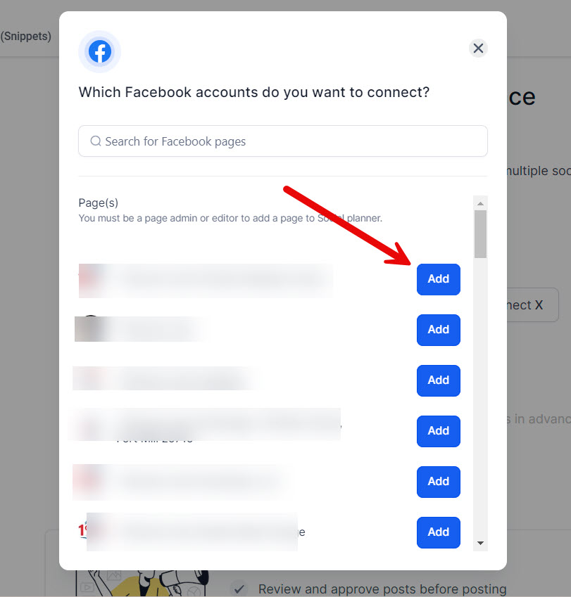 choose Facebook account