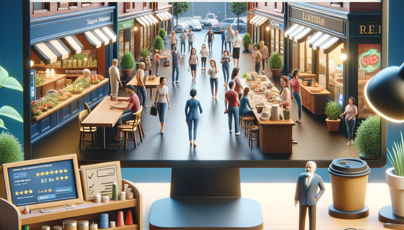 Photorealistic contextual image for: AI Review Management: The Smart, Simple Way for Small Businesses to Get More 5-Star Reviews